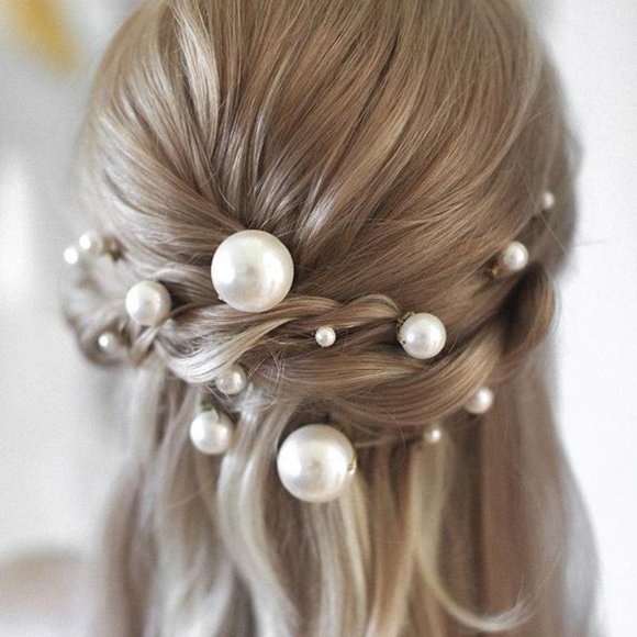 FAUX PEARL HAIR PINS BRIDAL WEDDING SET OF 40 - Picture 4 of 6